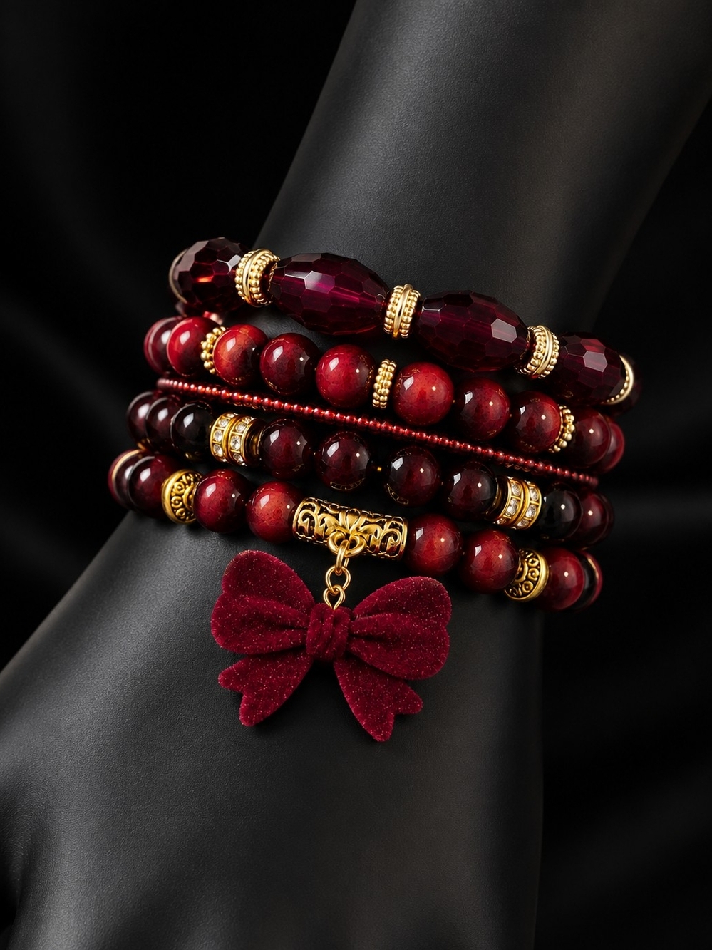 Scarlet Seduction Wrap Bracelet Set-Hand Crafted-New